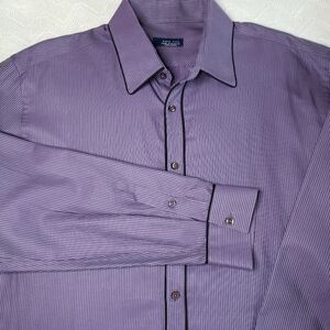 *COPY* Zara Men's XL-XXL 44 Fitted Purple & Black Pinstripe Dress Shirt